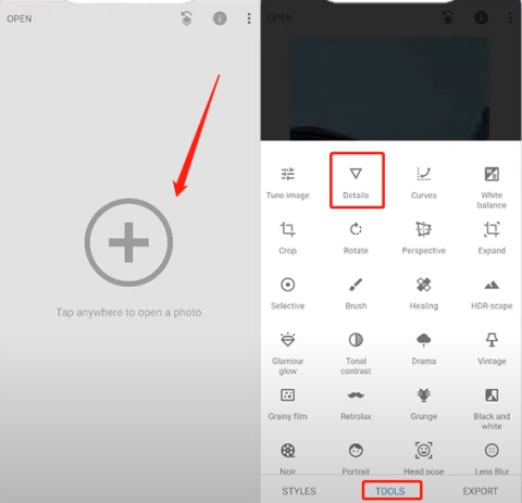 elhorar pixels da imagem no snapseed