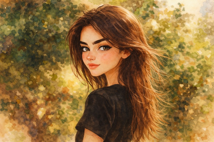 soft watercolor caricature