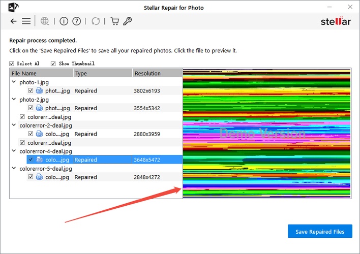 stellar failed to repair photo color error