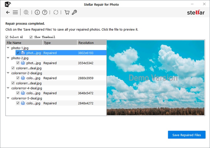 stellar preview repaired photos