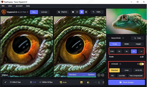 Modelos do Topaz Gigapixel AI