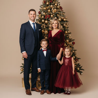 traditional christmas card family portrait