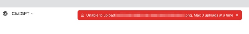 unable to upload image max 0 uploads at a time