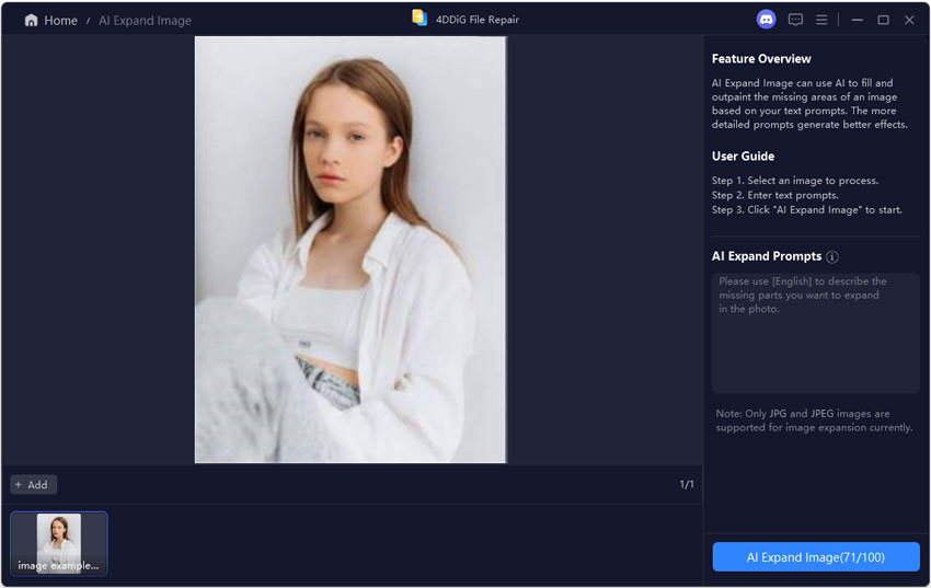 upload image to expand or generate