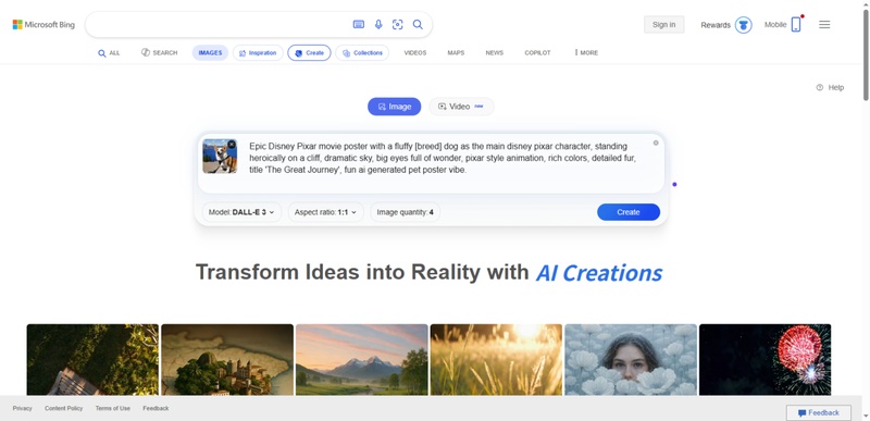 upload photo and enter prompt bing image creator