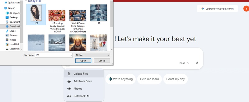 upload your face to gemini ai