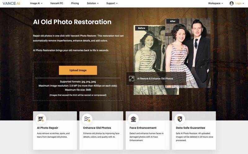 VanceAI Tool zur Fotorestaurierung