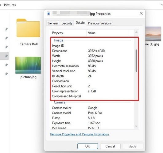 view photo exif data in windows explorer