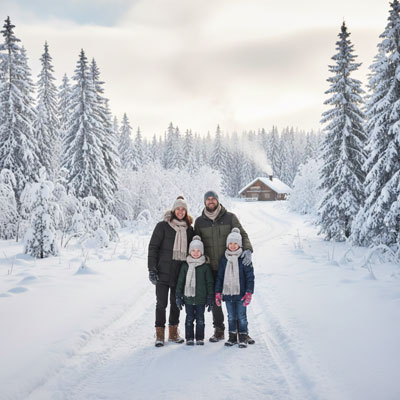 winter wonderland family photo