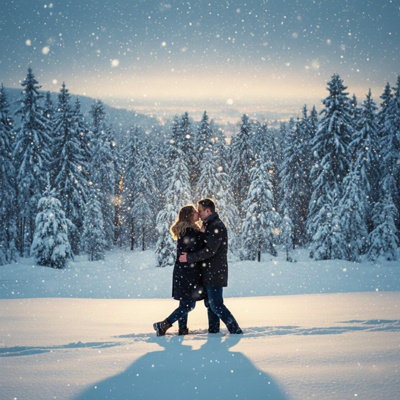 winter wonderland kiss photo