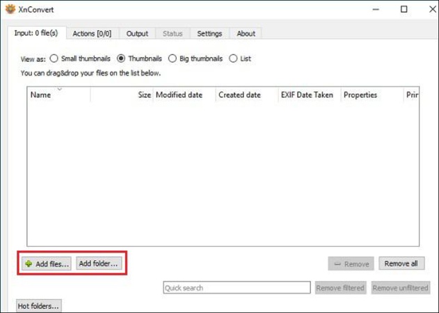 xnconvert add files for conversion
