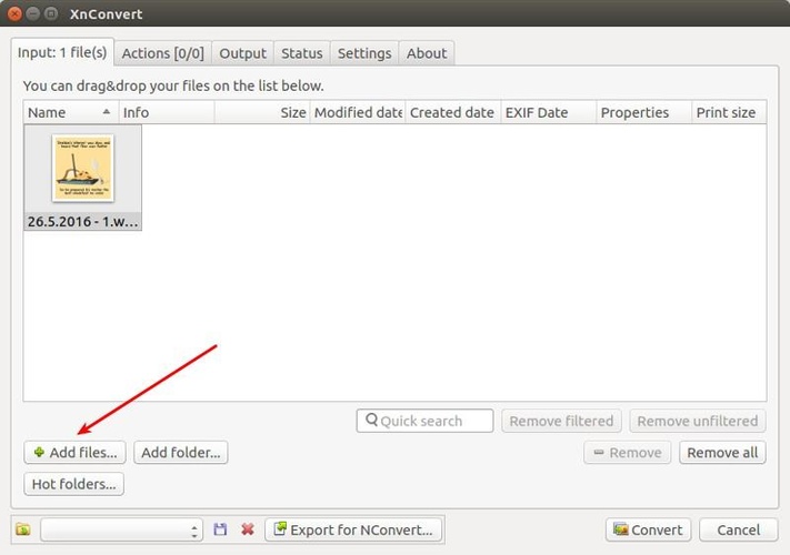 xnconvert add heic files for conversion