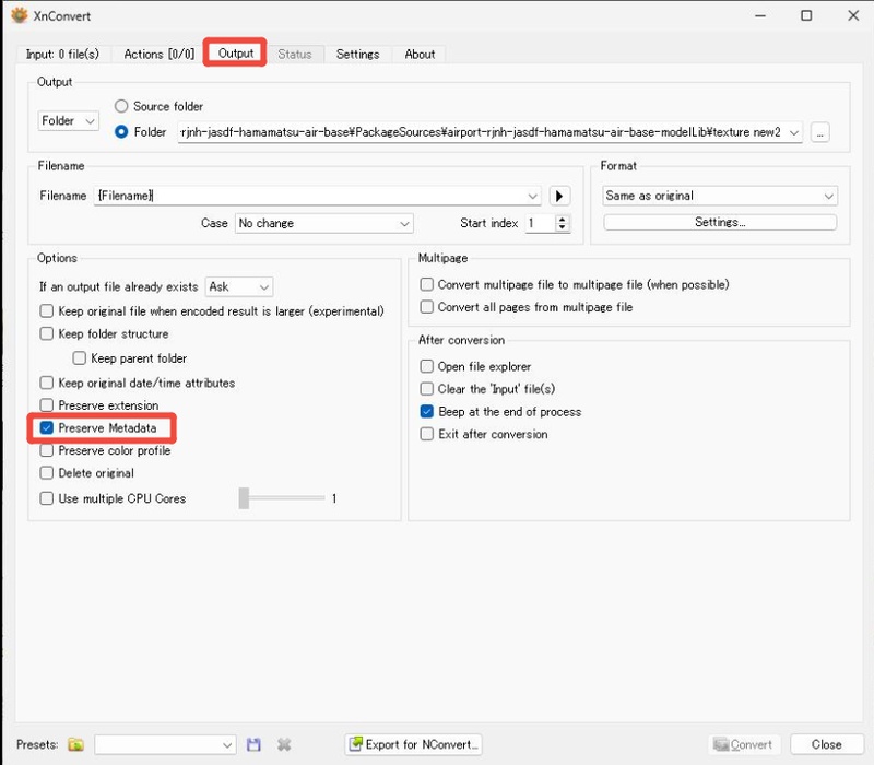 xnconvert keep exif data after photo conversion