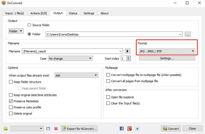 xnconvert output images in jpg