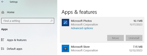 reset or repair microsoft photos to fix png files not opening-step 1
