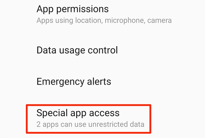 acceso a la aplicación especial de Android