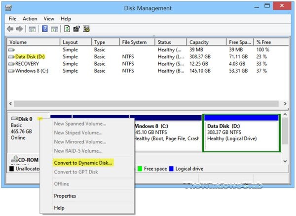 configure dynamic disk management