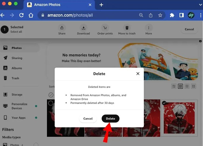 حذف برنامج صور أمازون