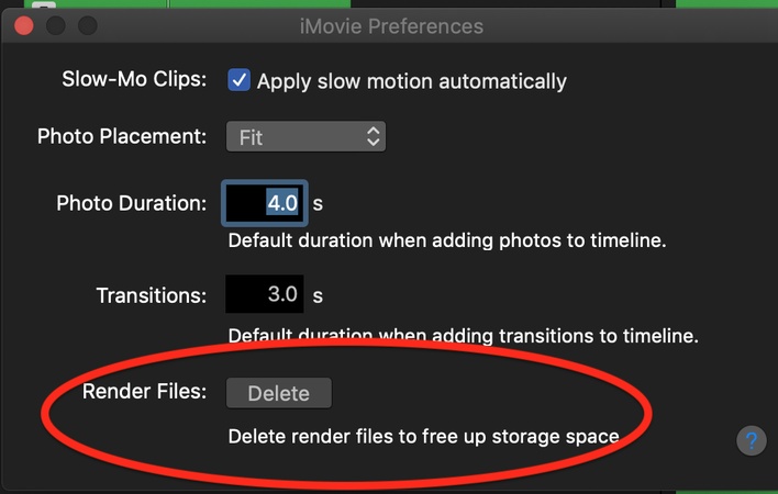 supprimer le rendu iMovie