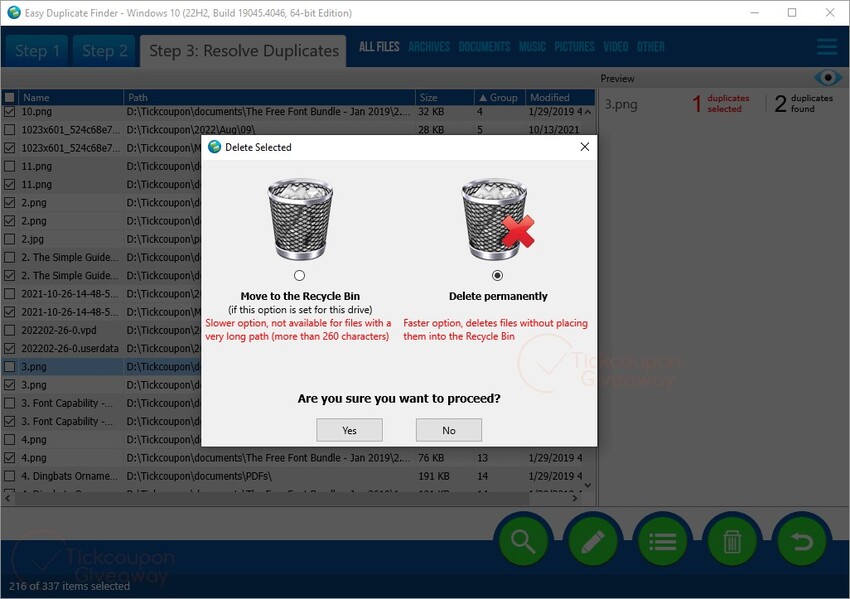 easy duplicate finder delete selected duplicates