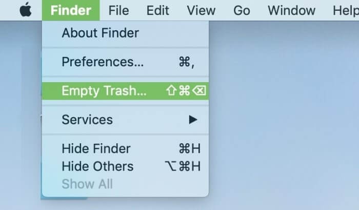 Finder에서 Mac 휴지통 비우기