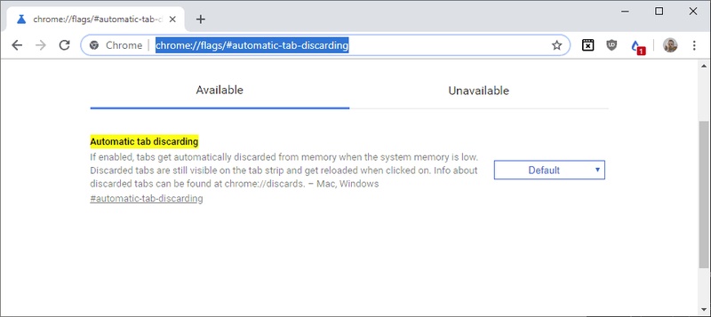 enable chrome automatic tab discarding