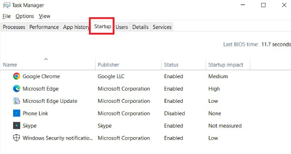 inicie o gerenciador de tarefas