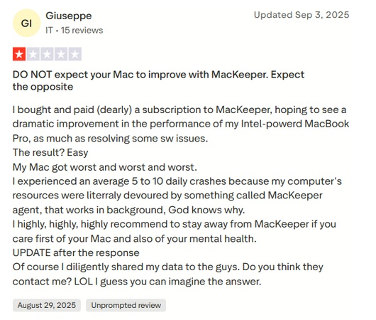 MacKeeper 사용자 리뷰 2