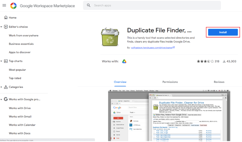 remove duplicates in google drive with add-on-1