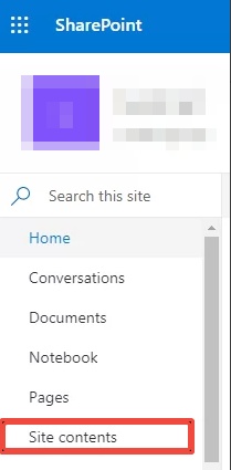 sharepoint site contents