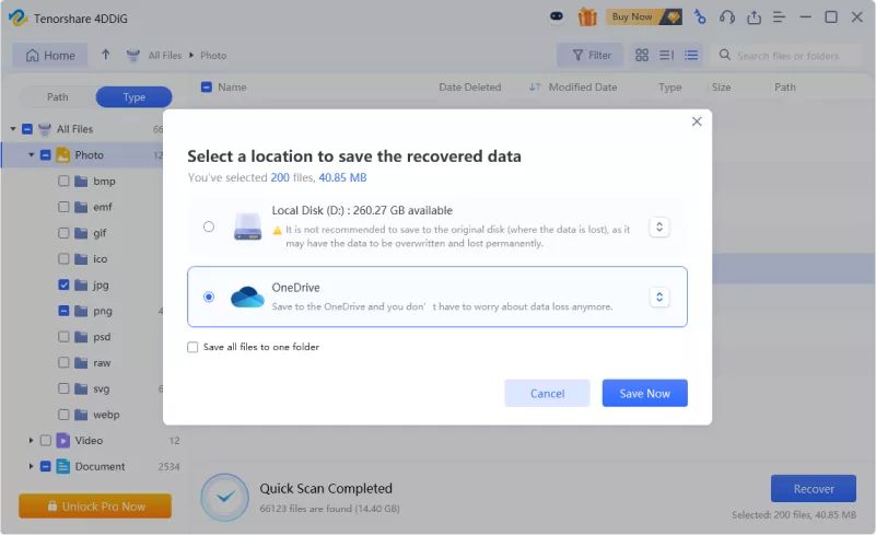 save recovered files from local drive