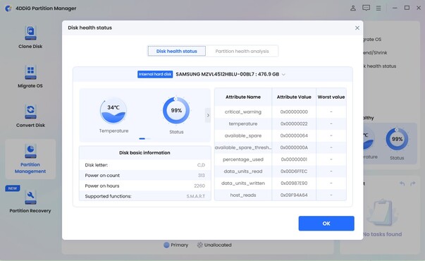 comprobar el estado heh del disco