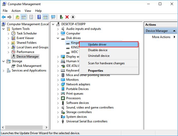 choose update driver option
