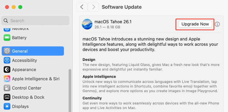 click to upgrade macos