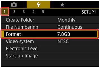 format an sd card on camera