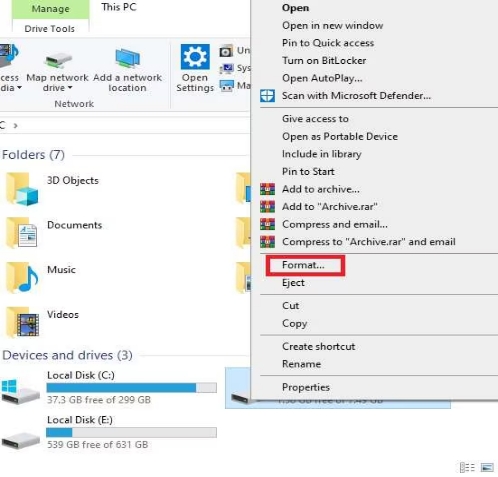 Windows PC에서 DJI SD 카드를 포맷하는 방법