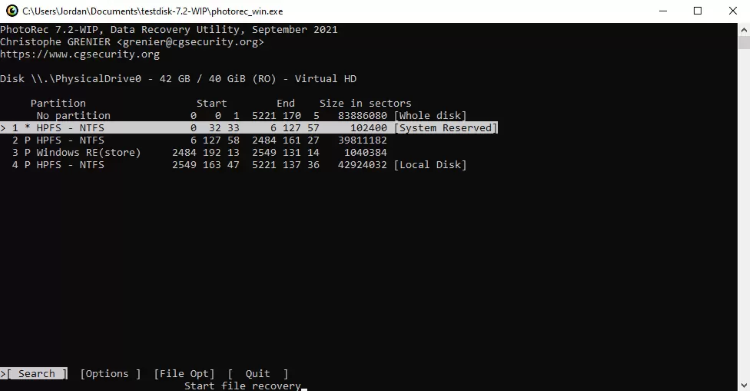 photorec data recovery tool