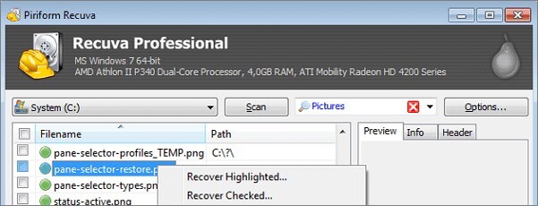 recuva memory card recovery