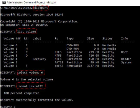 Format SDXC to FAT32 using diskpart in windows 11,10,8 and 7