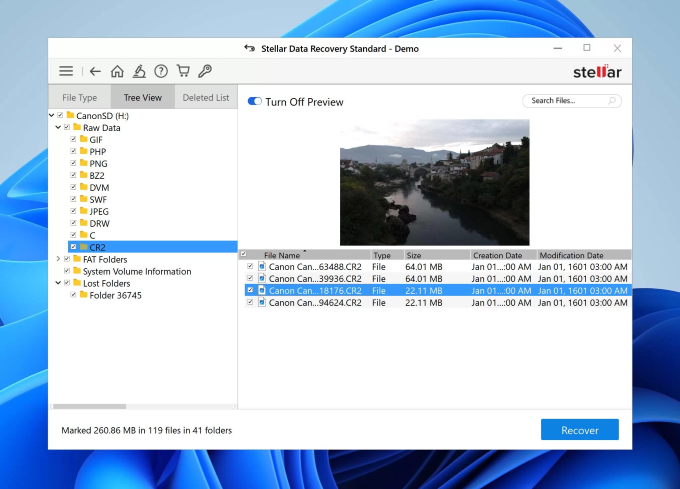 start recovering photos with stellar