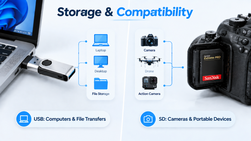 usb drive vs sd memory card in storage