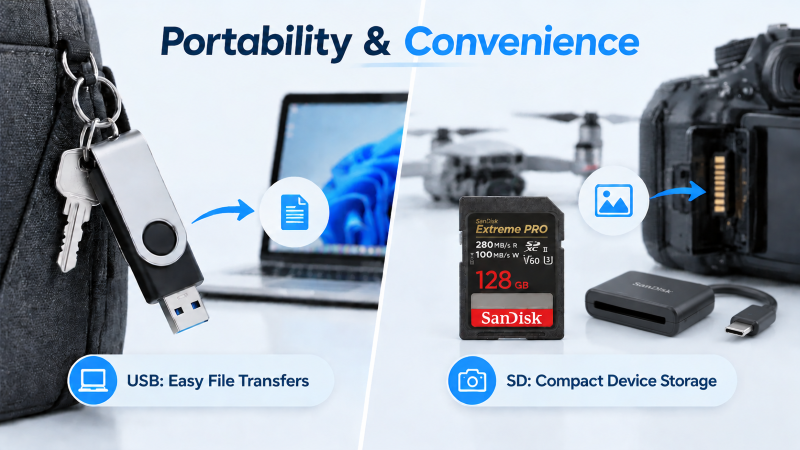 usb flash drive vs sd card in portability