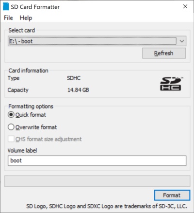 use sd card formatter for formatting