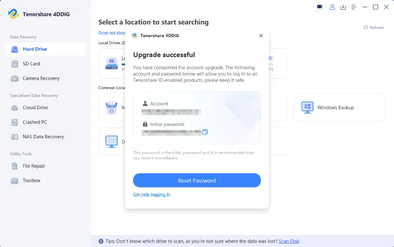 4ddig upgrade successful pop up
