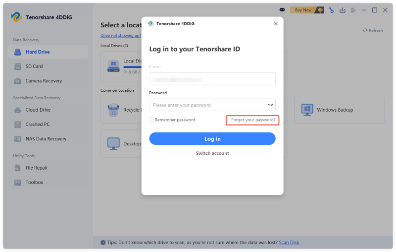 Passwort vergessen – 4DDiG Passwort zurücksetzen