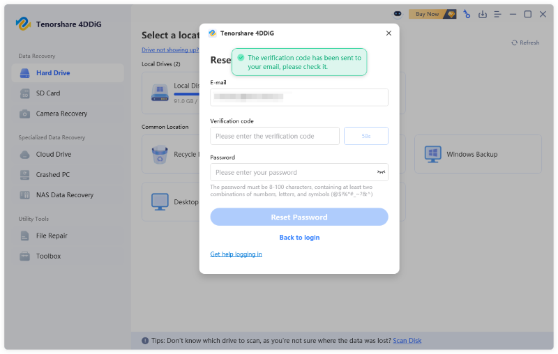 Verifizierungscode per E-Mail versenden