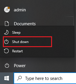 click to shut down your computer