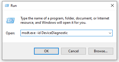 run the device diagostic command