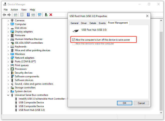 allow the computer to turn off this device to save power
