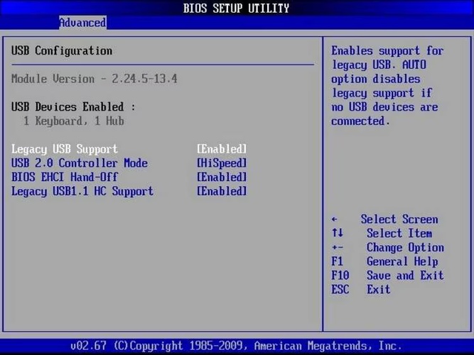 check bios settings for usb drivers